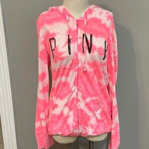 PINK Victoria's Secret Tie-Dye Hoodie - Pink and White